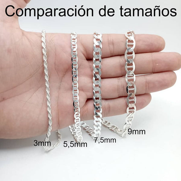 925 silver chain 3x1 stoned - Joyeria Pepe Lozano
