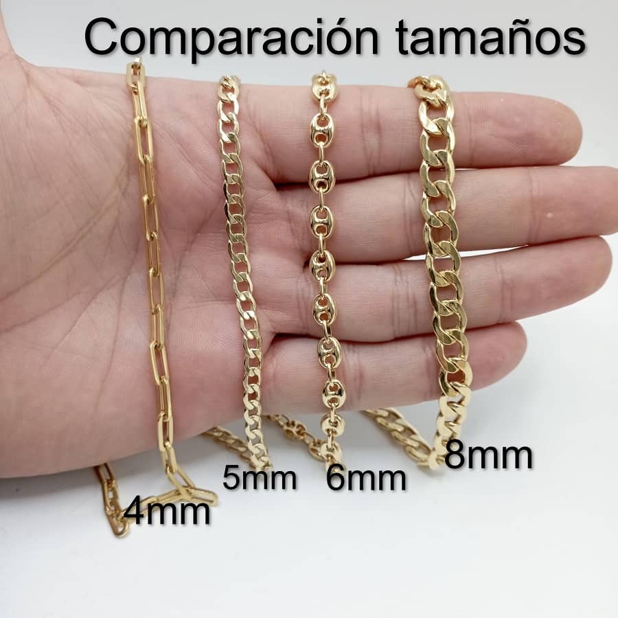comparativa tamaños cadenas oro