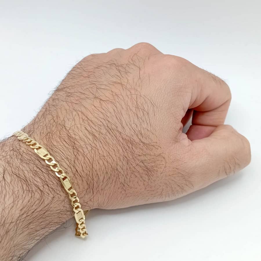 Pulsera oro caballero italiana mano