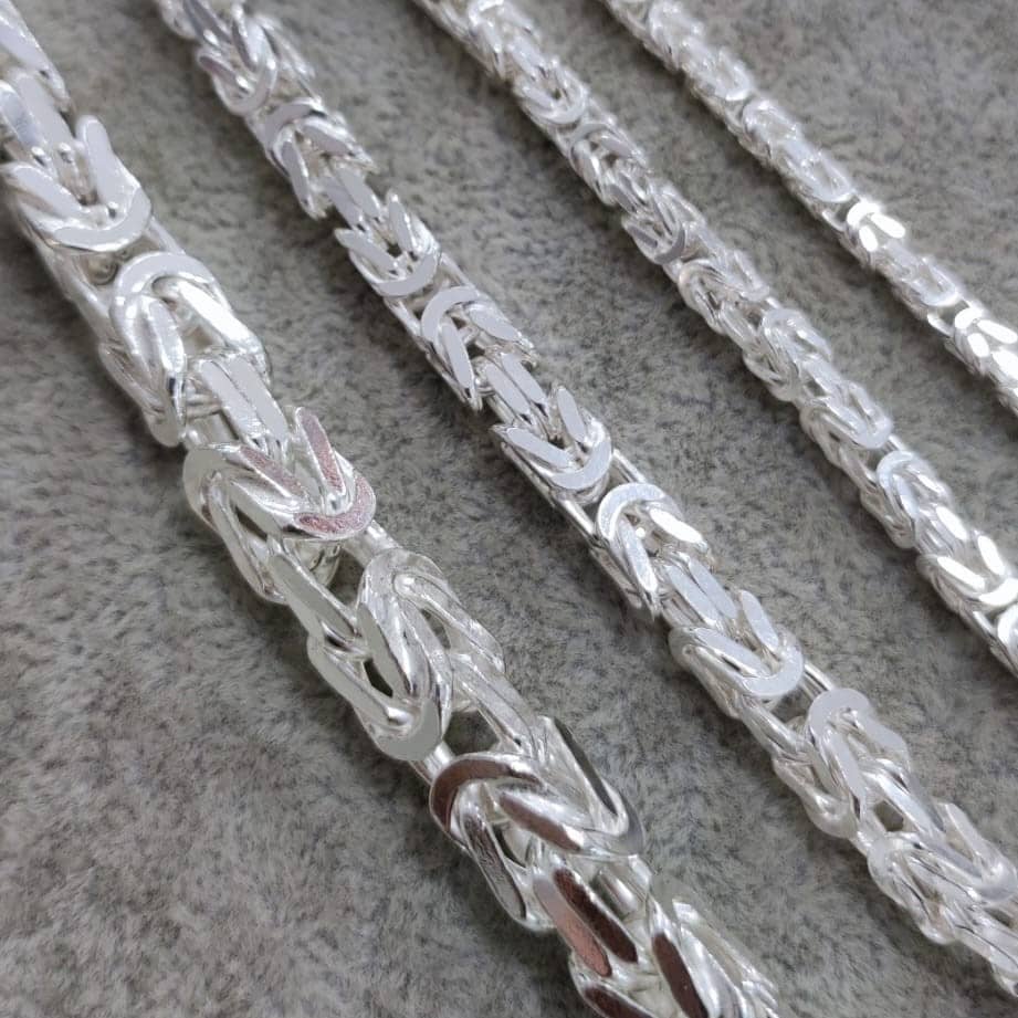 Cadena plata 925 maciza bizantina, fabricación española exclusiva. No chapada ni acero. Varias medidas.
