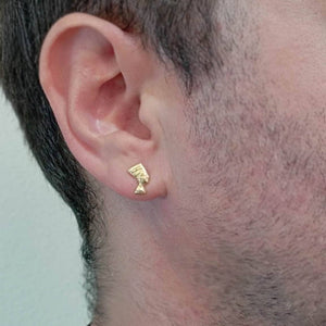 18K PENDIENTES ORO CON LA EFIGIE DE LA REINA EGIPCIA NEFERTITI oreja