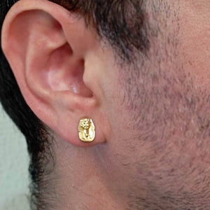 18K PENDIENTES ORO CON LA EFIGIE DEL FARAÓN TUTANKAMÓN oreja