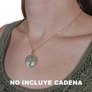 Colgante de oro de ley 18k en forma de árbol de la vida con fondo en nácar CHICA