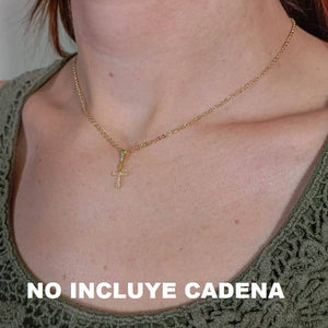 18K CRUZ DE LA VIDA ORO AMARILLO CON CIRCONITA BLANCAS