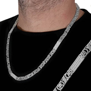 Cadena MACIZA de plata de ley 925 diseño articulado con microengaste de circonitas blancas