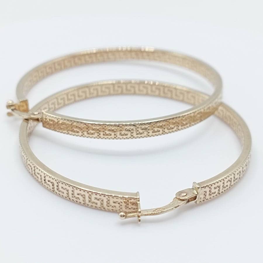 Oro 9k aros greca grandes zoom