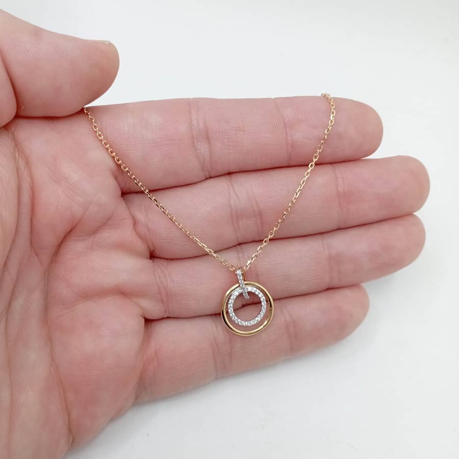Cadena extrafuerte con colgante circulo 9k mano