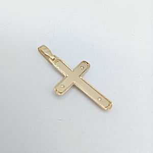 ORO 18K CRUZ CON CRISTO BRILLO 23MM CON BORDES trasera