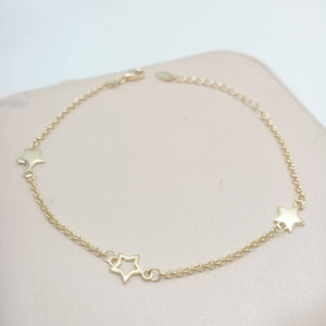 Pulsera de plata fina chapada en oro con charms en forma de estrellas hd