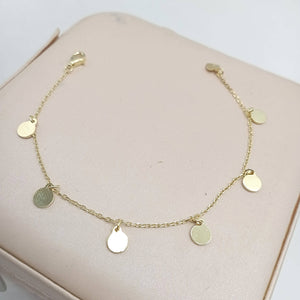 Pulsera de plata fina con colgantes en forma de chapita redonda hd