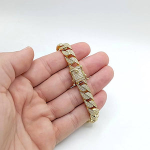 Pulsera chapada en oro cubana de plata de ley 925 con cierre microengaste iced foto
