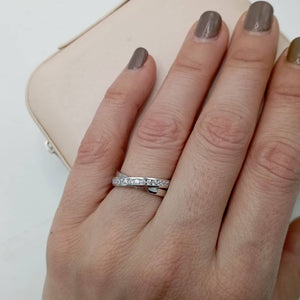 Anillo plata 925 circonitas aros cruzados dedo