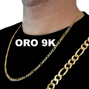 Cadena fina de oro 9k de ley para hombre tipo cartier programada 3x1