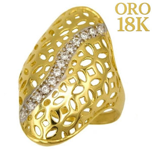 Anillo oro 18k tipo lanzadera calado