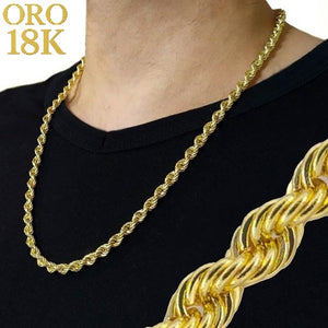Cordón oro de ley 18k de 60cm de largo hueco para hombre