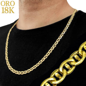 Cadena ancha de oro 18k de ley para hombre