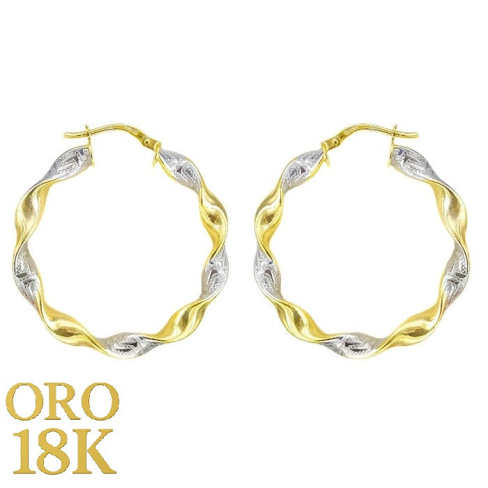 Aros de oro de ley 18k enroscados con dibujo greca