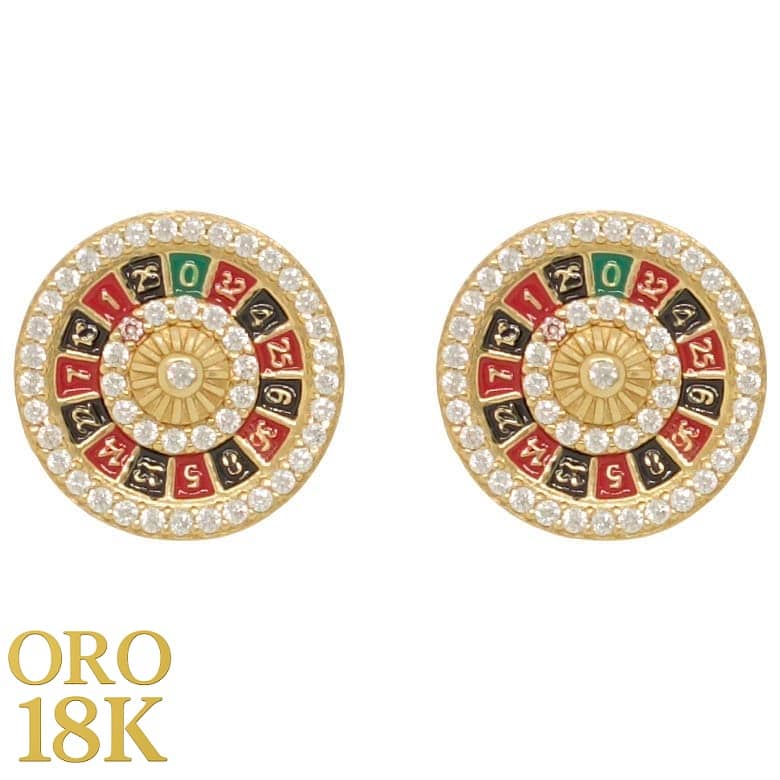 Pendientes Ruleta Casino Oro 18k