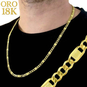 Cadena para hombre oro de ley italiana tipo valentino combinada