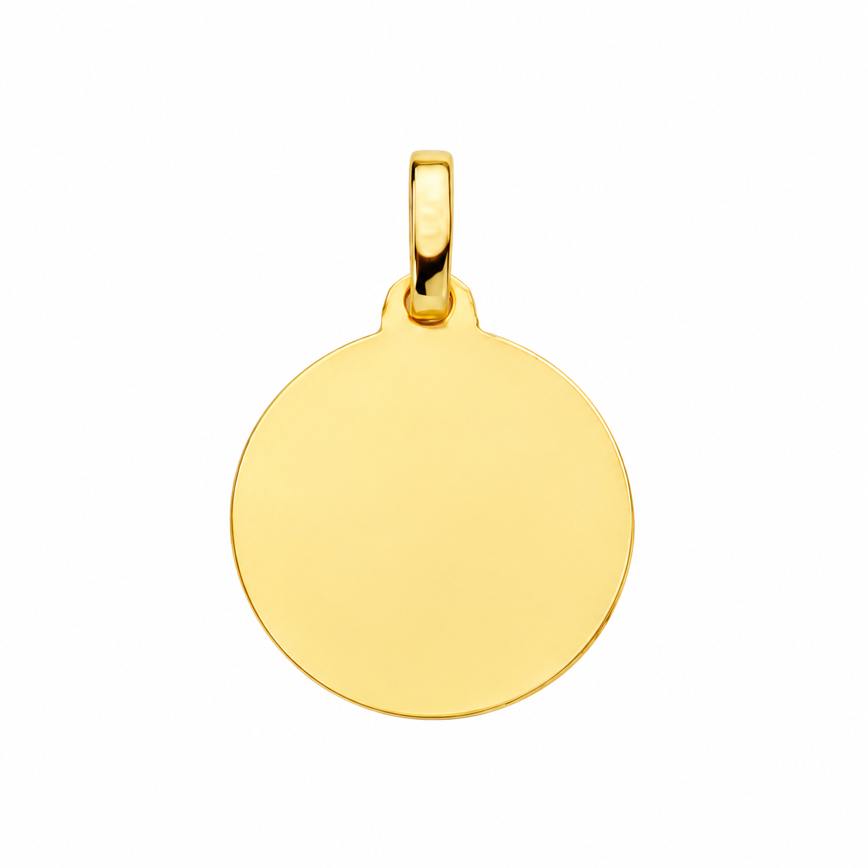 Reverso liso de la medalla de bebé de oro de 18k, preparado para grabar