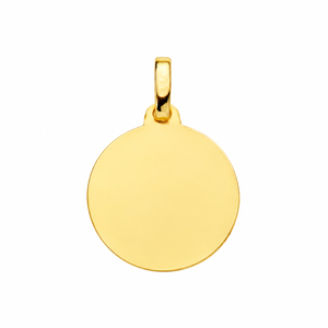 Reverso liso de la medalla de bebé de oro de 18k, preparado para grabar