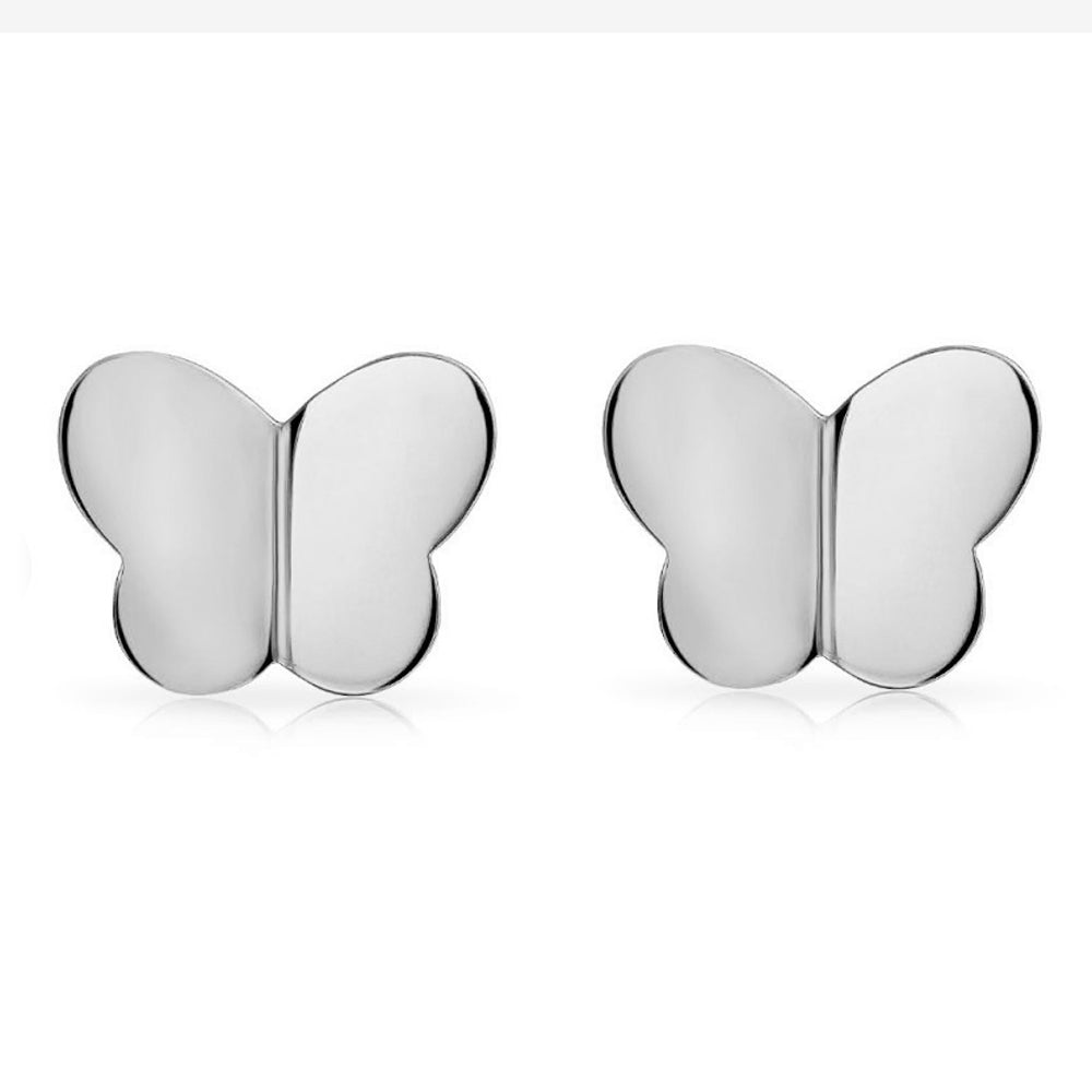 Pendientes de mariposa en plata de ley 925 rodiada de 7 mm