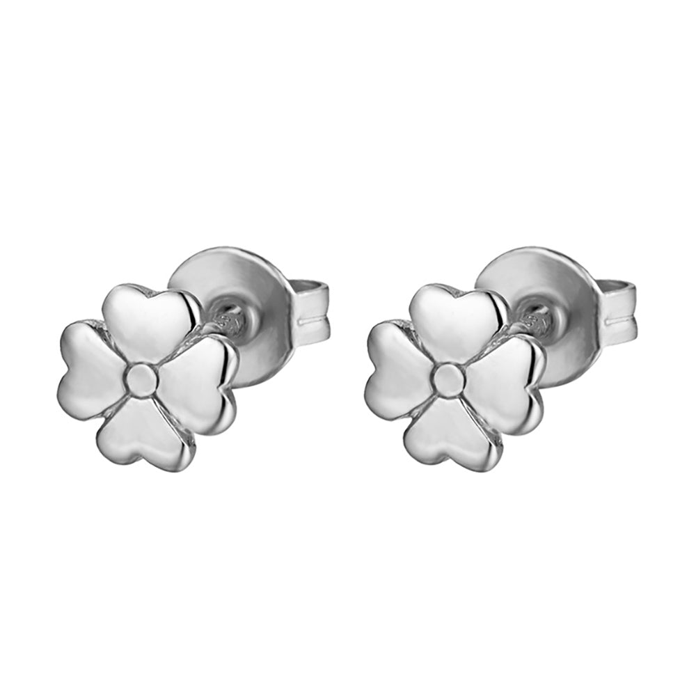 Pendientes de flor en plata de ley 925 rodiada de 6 mm