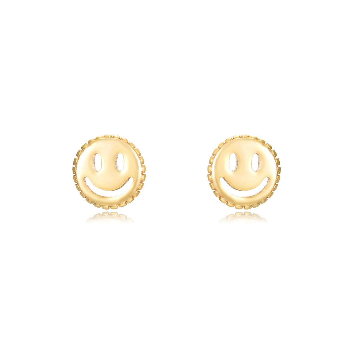 Pendientes smiley de plata bañados en oro, 5 mm