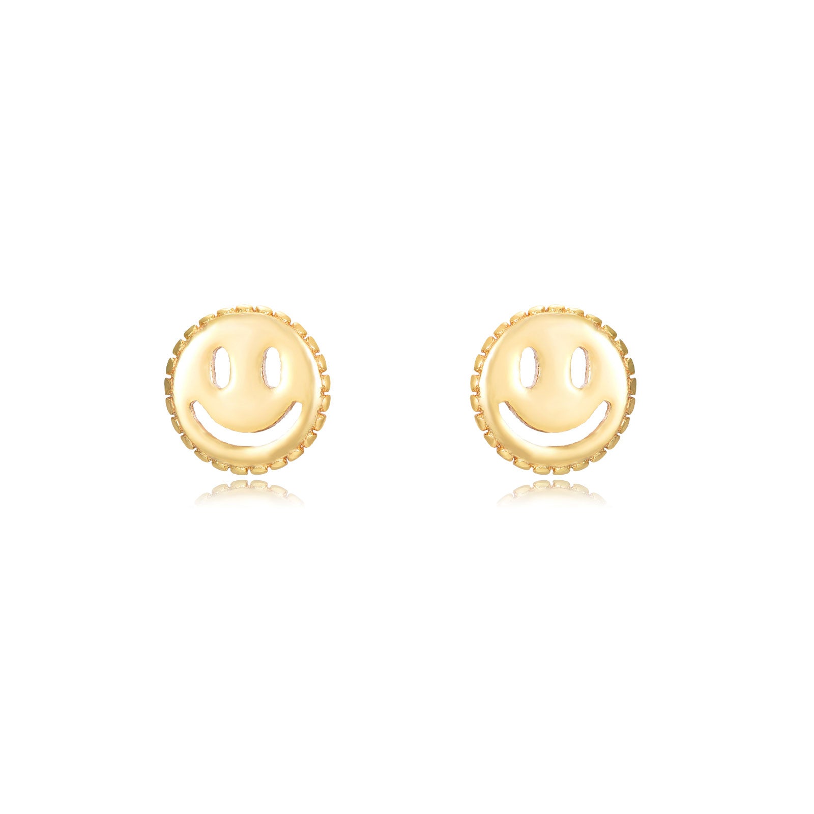 Pendientes smiley de plata bañados en oro, 5 mm