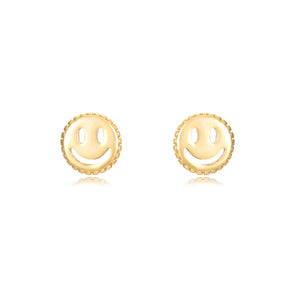 Pendientes smiley de plata bañados en oro, 5 mm