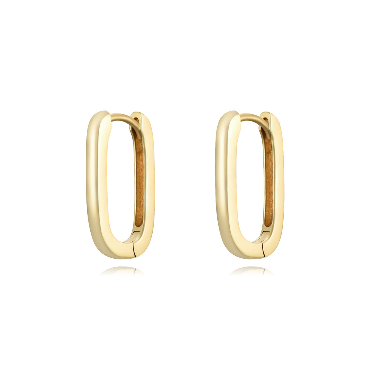 Pendientes de aro rectangular en plata bañada en oro, 19 mm