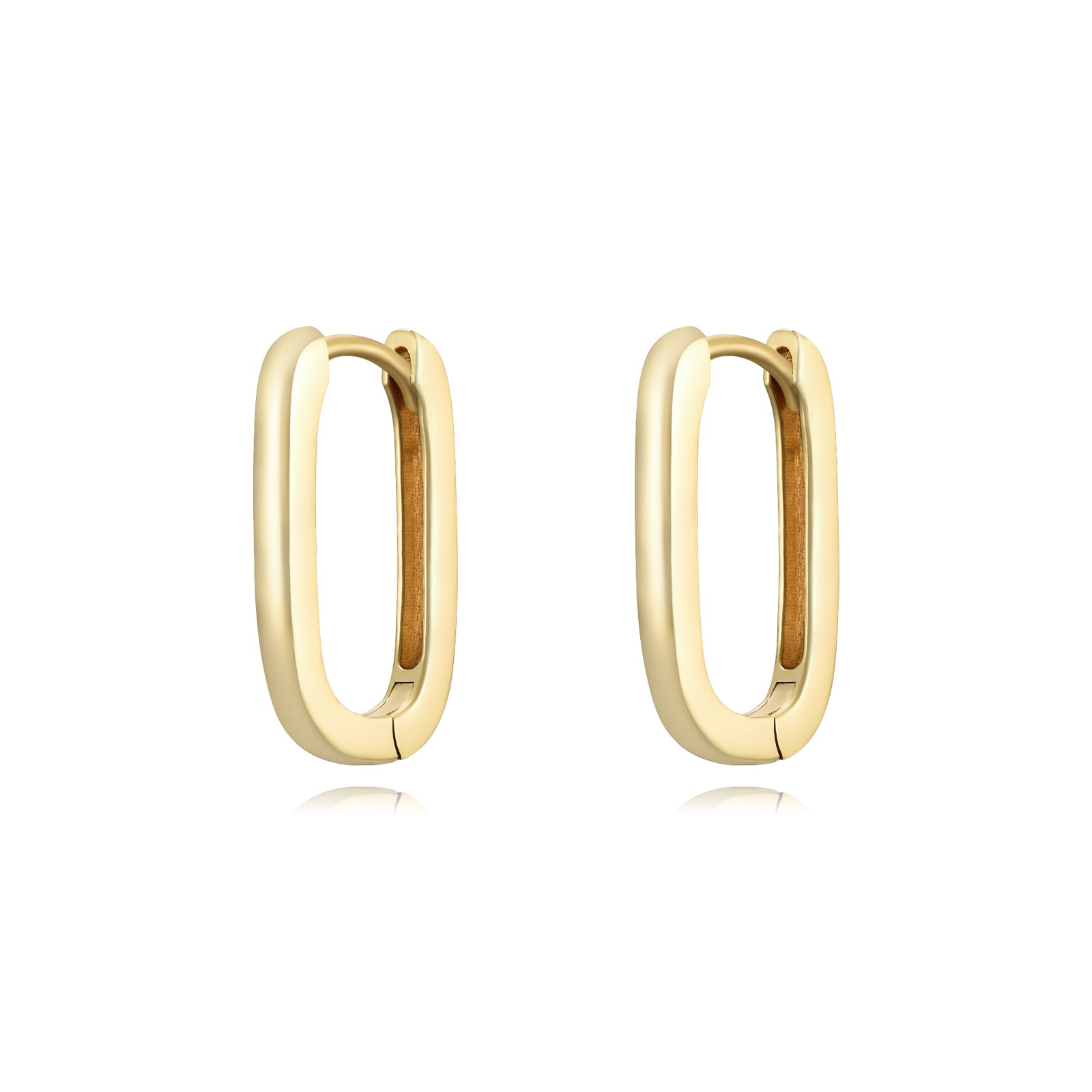 Pendientes de aro rectangular en plata bañada en oro, 19 mm