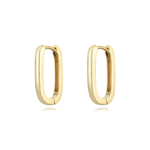 Pendientes de aro rectangular en plata bañada en oro, 19 mm
