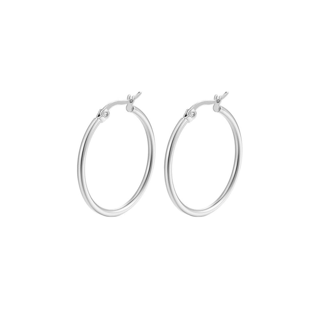 Pendientes de aro de plata de ley 925, 25 mm de diámetro