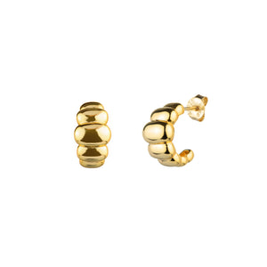 Pendientes semiaro de plata de ley 925 con baño de oro de 18k, 15 mm