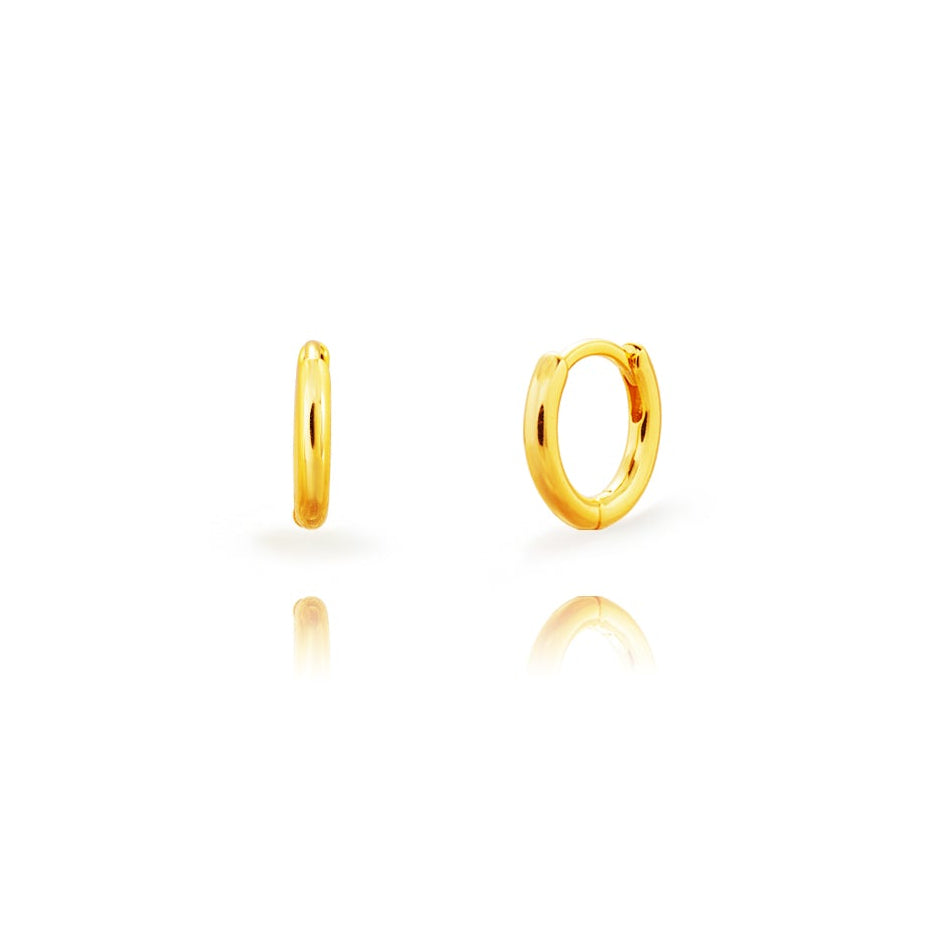 Pendientes de aro de plata de ley 925 bañada en oro de 18k, 15 mm (interior 11 mm)