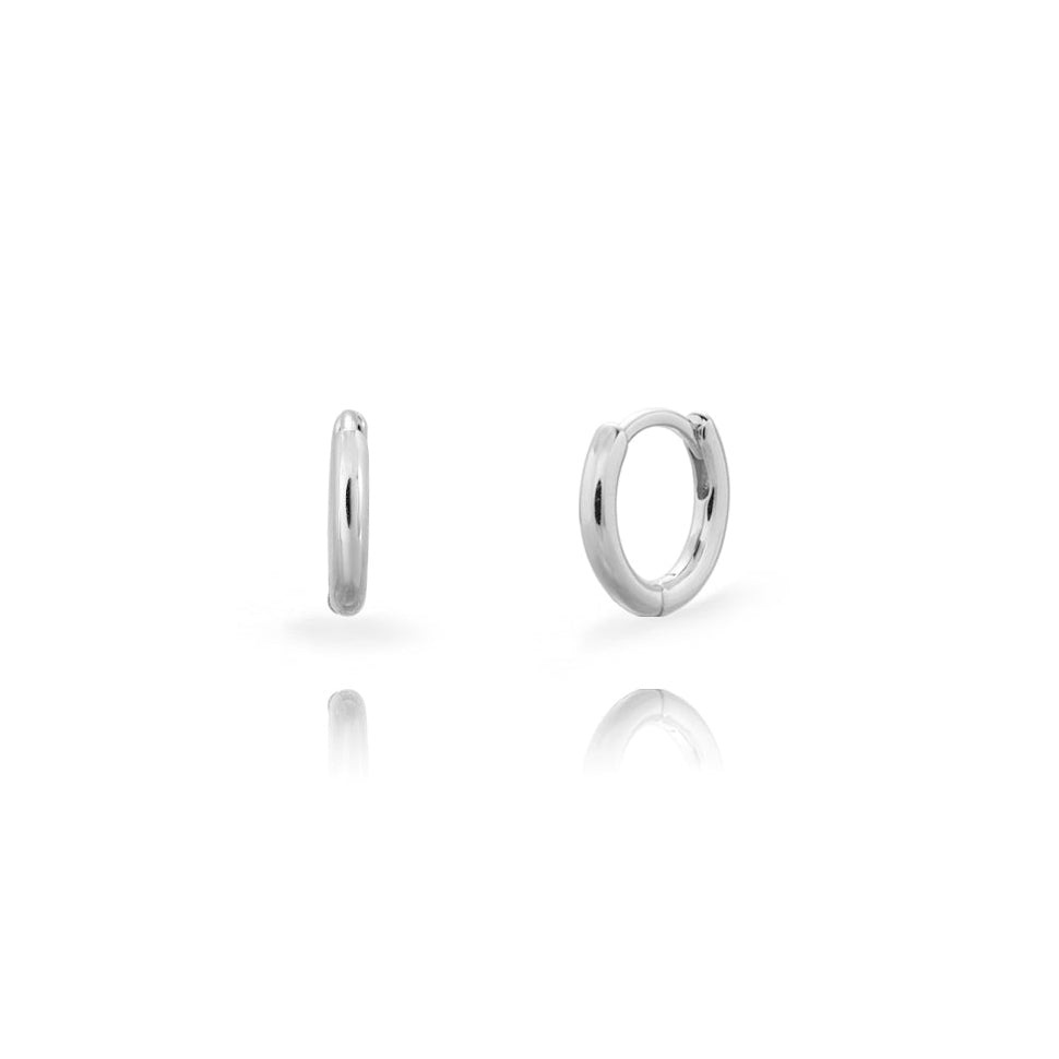 Pendientes de aro de plata de ley 925 rodiada, 15 mm (interior 11 mm)