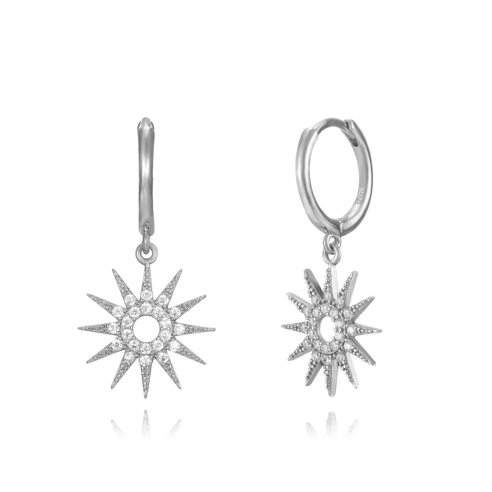 Conjunto plata estrella circonitas pend