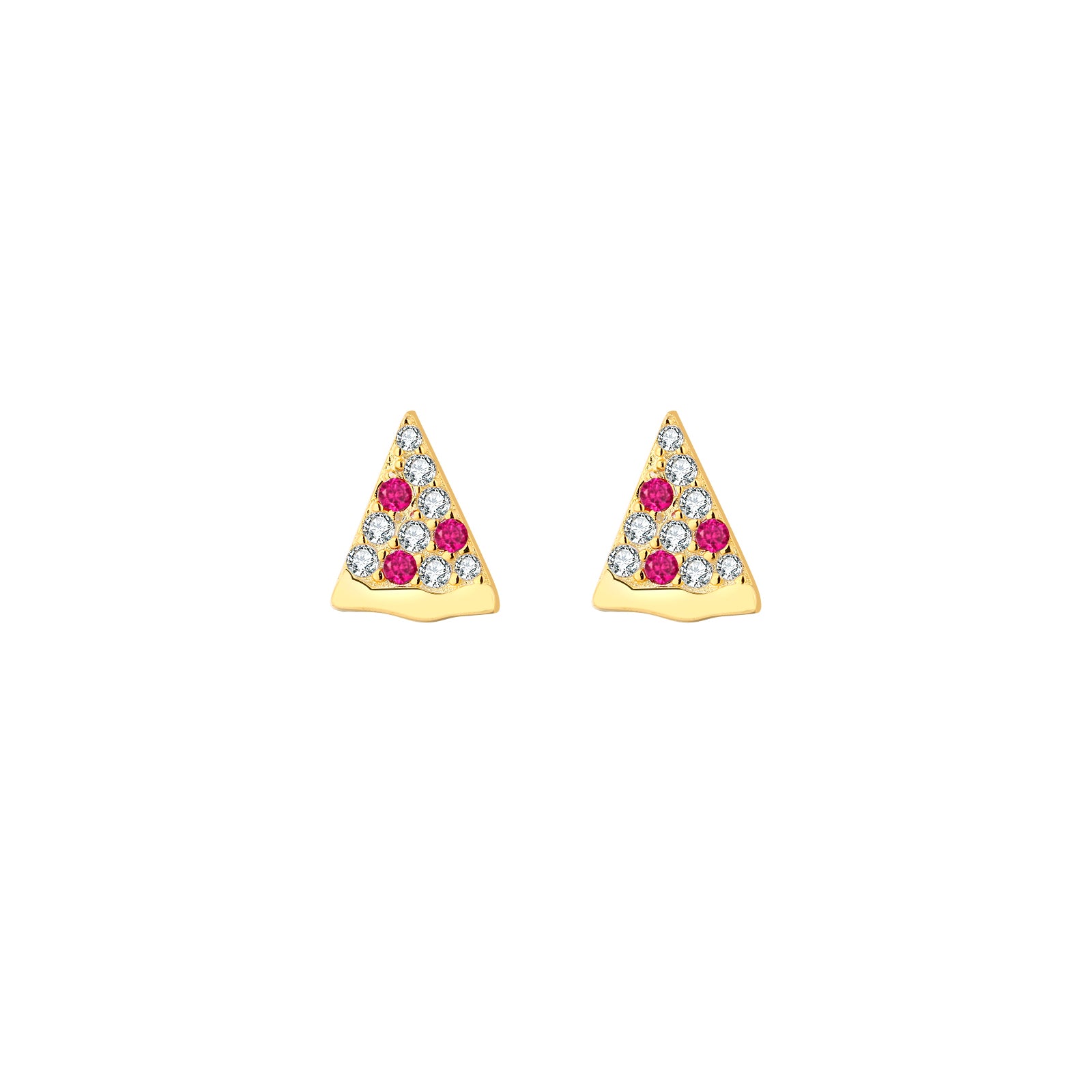 Pendientes con forma de pizza en plata bañada en oro, 8 mm