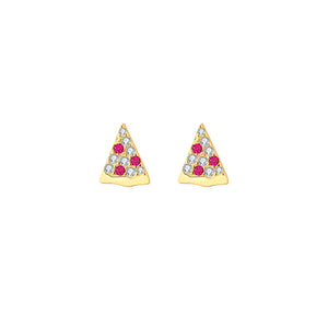 Pendientes con forma de pizza en plata bañada en oro, 8 mm