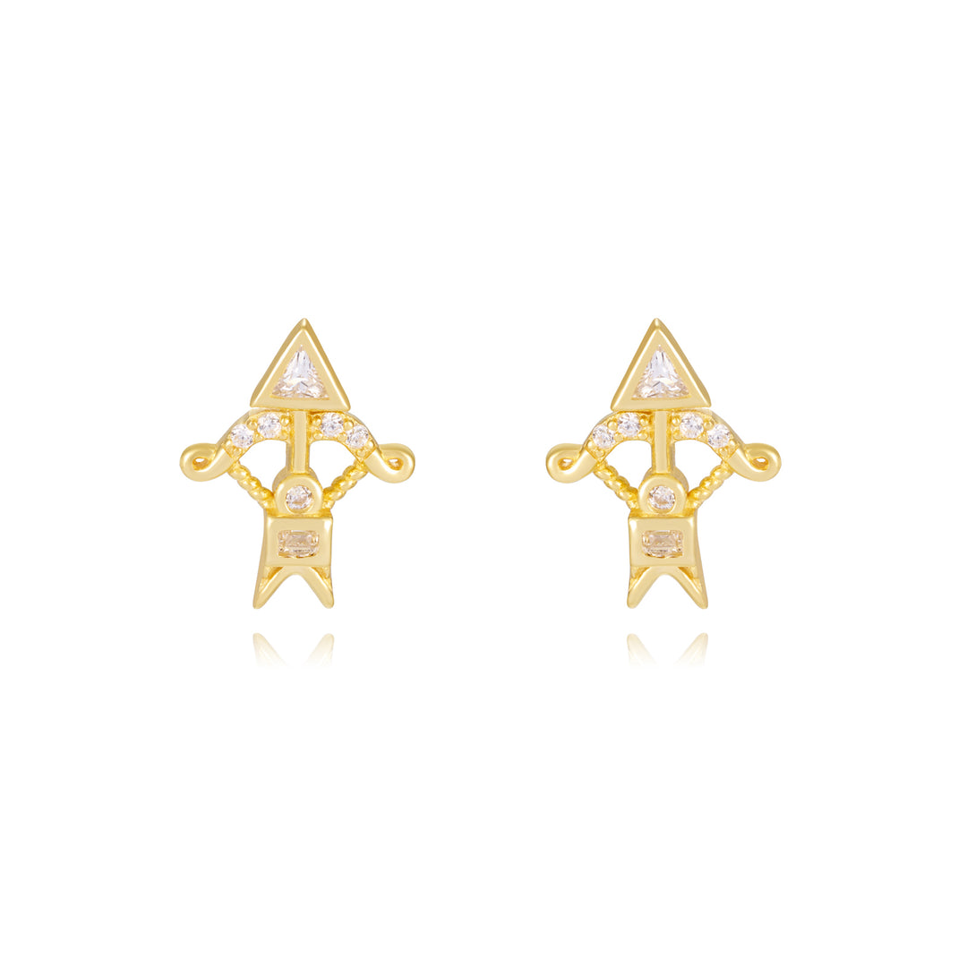 Pendientes flecha de plata bañados en oro con circonita, 8,5 mm