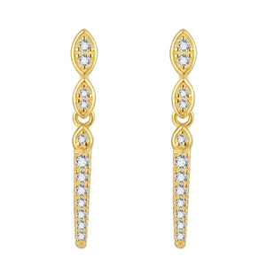 Pendientes de circonita blanca en plata bañada en oro, 23 mm