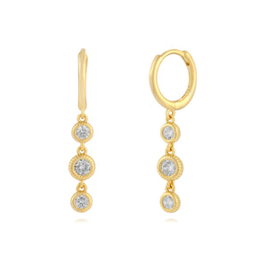 Pendientes aro de plata bañados en oro con circonitas blancas, 18 mm
