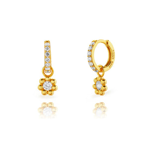 Mini conjunto plata chapada bolitas blanco pend