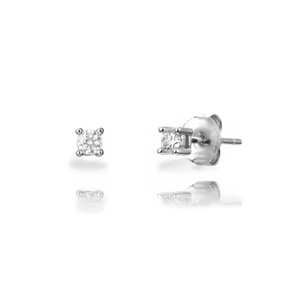 Par de pendientes de botón con moissanita de 3 mm, plata de ley 925 rodiada, cierre de tuerca