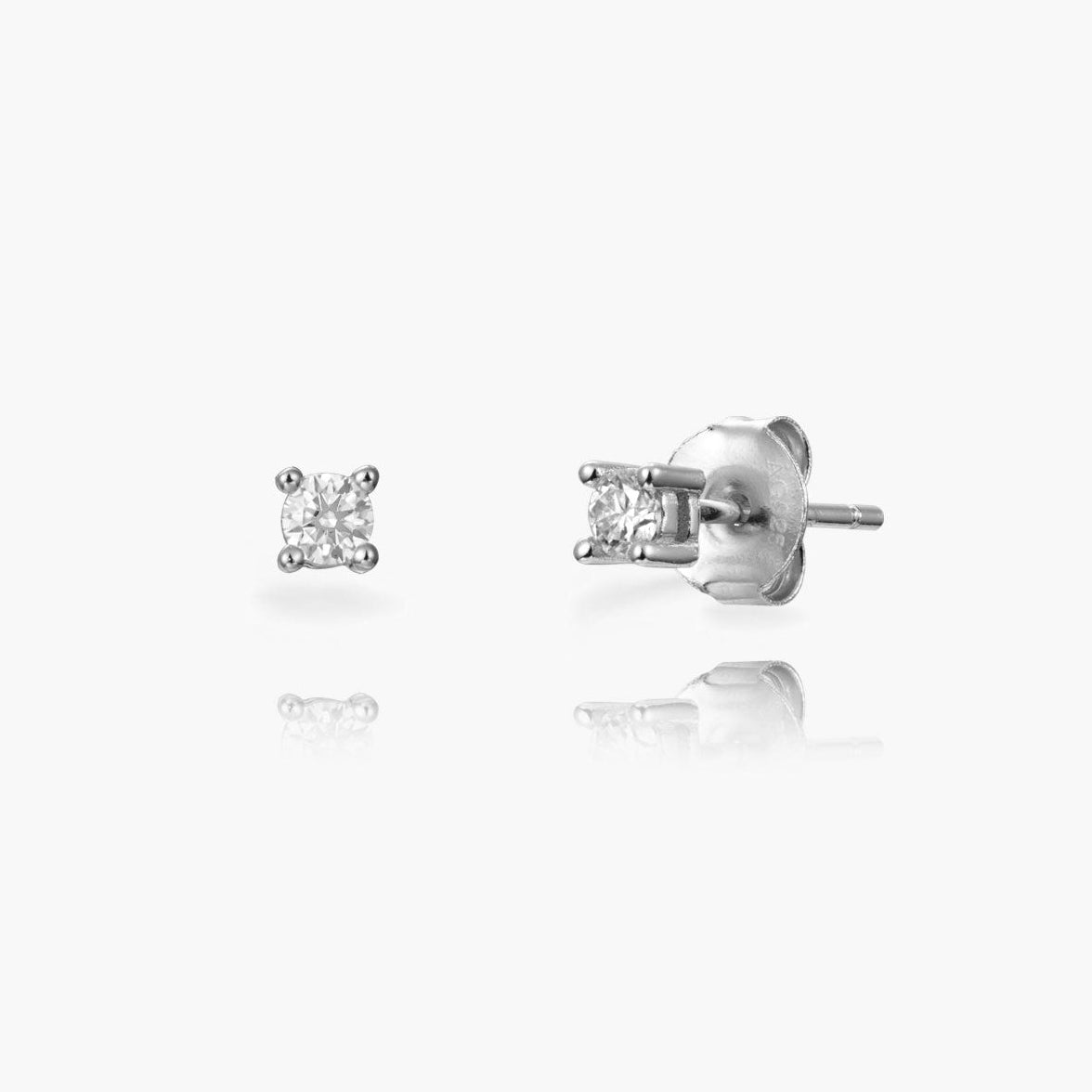 Par de pendientes de botón con moissanita de 3 mm, plata de ley 925 rodiada, cierre de tuerca