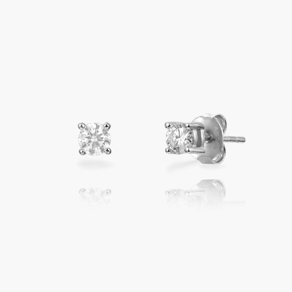 Par de pendientes de botón con moissanita de 4 mm, plata de ley 925 rodiada, cierre de tuerca