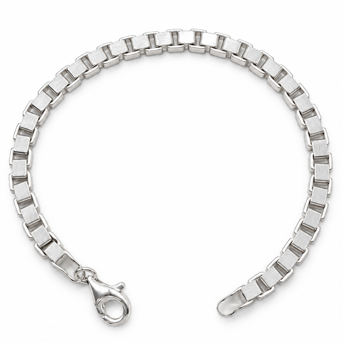 Pulsera de plata de ley 925 de malla veneciana box 5 mm de ancho