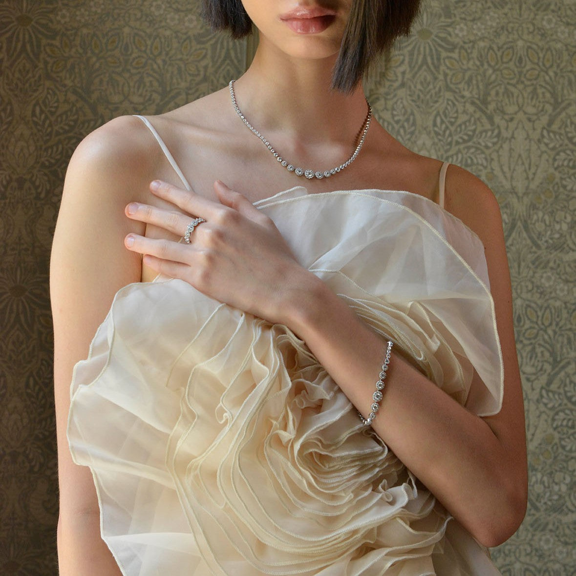 Pulsera SALVATORE PLATA de la colección WEDDING con chatones de circonitas 136P0245 chica