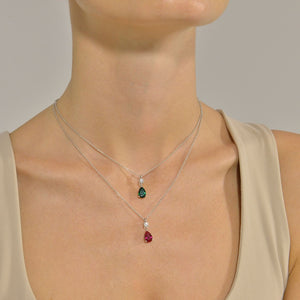 Gargantilla de plata de ley con circonitas en talla pera color a elegir chica